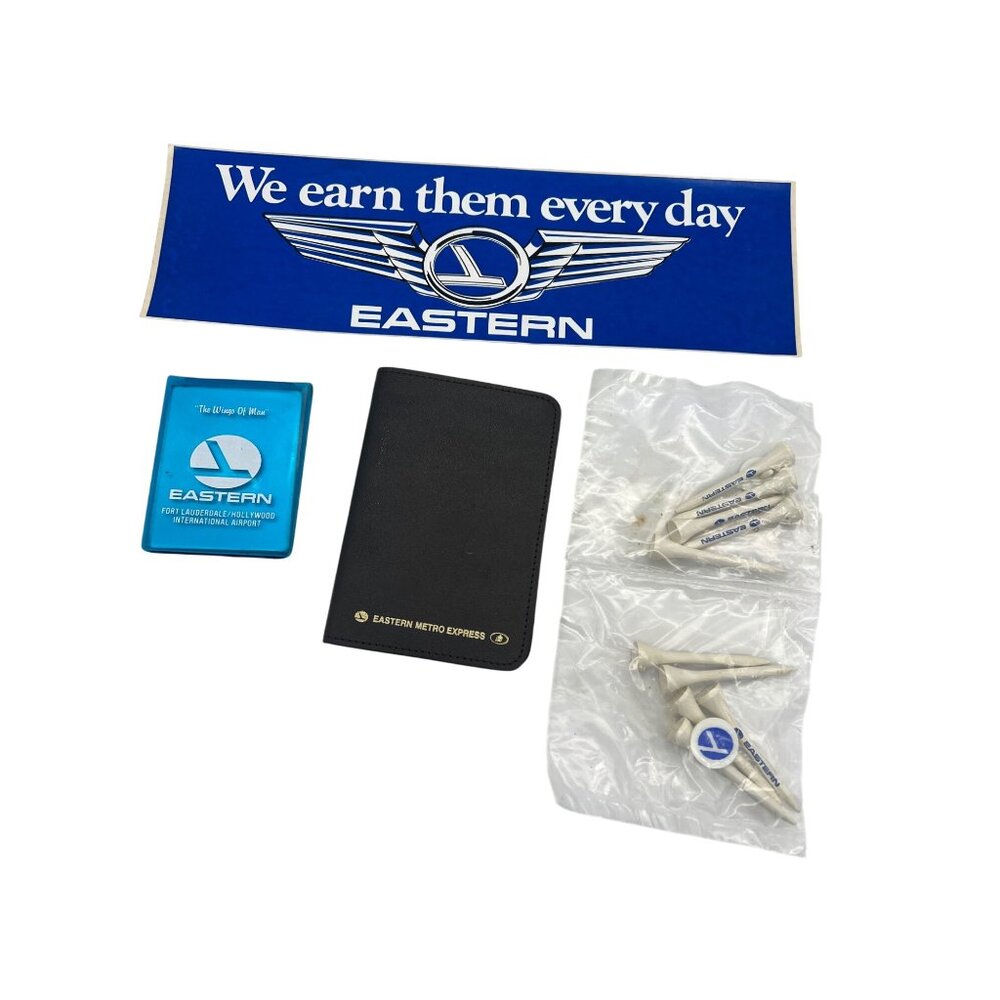 Eastern Air Lines Promo Lot: Sticker, Metro Express Pad, Tees & Pocket Mirror